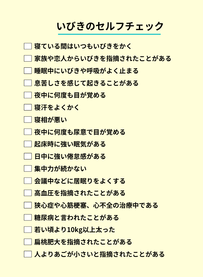 治療を受けた方が良い危険ないびきかセルフチェックしよう