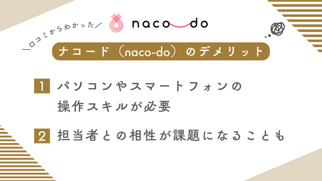 ナコード（naco-do）の口コミ・評判からわかったデメリット